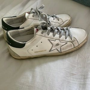 White and silver golden goose sneakers barely worn